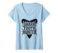 Womens Shark Teeth Fossil Hunter Paleontologist Shark Teeth Hunting V-Neck T-Shirt