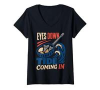 Women's Shark Tooth Hunter Beachcombing Fossil Hunter Gift V-Neck T-Shirt