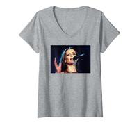 Women's Sharon Corr Singing The Corrs Live in Blue Era 2001 V-Neck T-Shirt
