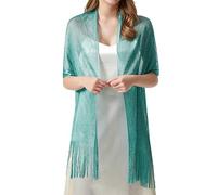Women's Shawl Rayon Scarf Bohemian Sequin Glitter Shawl Wrap Poncho Summer Sexy Shawl Beach Kimono Cardigan Bikini Swimsuit Blanket Shawl with Sleeves UK Clearance #2_Green