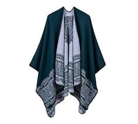 Women's Shawl Retro Style Celtic Ruana Super Cozy Poncho Oversized Scarves & Wraps (Green)