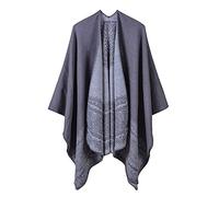 Women's Shawl Retro Style Celtic Ruana Super Cozy Poncho Oversized Scarves & Wraps (Grey)