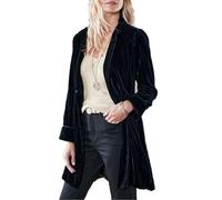 Womens Shawl Vintage Velvet Mid-Length Duster Coat Open Front Velour Cardigan Jacket