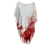 Womens Shawl Wrap with Pockets Women's Bloody Problem Solved Halloween Print Vintage Smock Women Scarves Wrap (Watermelon Red, L)