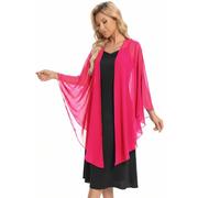 Women's Shawls and Wraps for Evening Dress Chiffon Scarf Soft Elegant Pashmina Wedding Bridal Scarve, Hot Pink, One Size