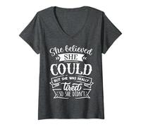 Women's She Believed She Could But She was Really Tired... V-Neck T-Shirt