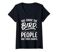 Women's She Chose The Bird Funny Introvert Parrot Lover V-Neck T-Shirt