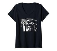 Women's She Goes Rock Band The La's There Portrait By AJ Barratt V-Neck T-Shirt