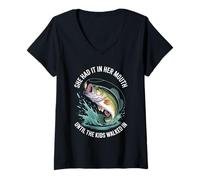 Womens She Had It In Her Mouth Until The Kids Walked In V-Neck T-Shirt