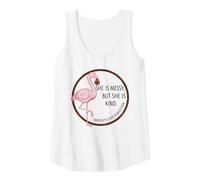 Womens SHE is Messy BUT Kind | Flamingo Parody Tank Top