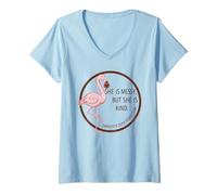 Women's SHE is Messy BUT Kind | Flamingo Parody V-Neck T-Shirt