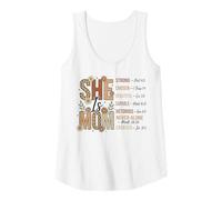 Womens She is Mom Leopard Floral Bible Verse Scripture Tank Top
