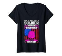 Womens She Is Not Just a Soldier, She Is My Daughter Woman Veteran V-Neck T-Shirt