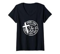 Womens She is Strong Loved Chosen Special Enough V-Neck T-Shirt