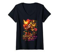 Women's She Overcame Everything Juneteenth Black Women Queen Afro V-Neck T-Shirt