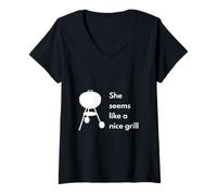 Womens She Seems Like a Nice Grill V-Neck T-Shirt