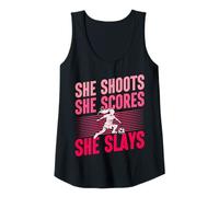 Womens She Shoots Scores Slays Women's Soccer Tank Top