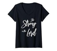 Women's She Strong in The Lord V-Neck T-Shirt