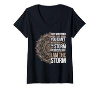 Womens She Whispered Back I Am The Storm Design V-Neck T-Shirt