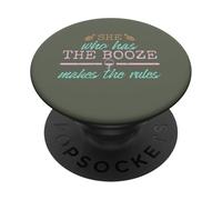Womens She Who Has the Booze Makes the Rules Funny Bartender PopSockets Adhesive PopGrip