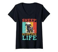 Womens Sheep Fluff fir Life Sheep V-Neck T-Shirt
