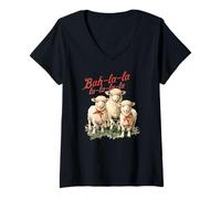 Womens Sheep Lamb Farm Animal Christmas Song Holidays V-Neck T-Shirt