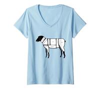 Women's Sheep Lamb Meat Cuts Butcher Farmer Farm Show V-Neck T-Shirt