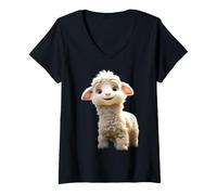 Women's Sheep Lamb Small Ovis Domestic Sheep Shepherd Cute Sheep V-Neck T-Shirt