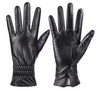 Women's Sheepskin Leather Gloves - Black L