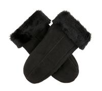 Women's Sheepskin Mittens - BLACK SUEDE / L