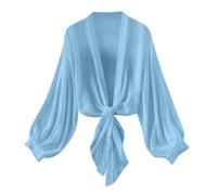 Women's Sheer Chiffon Cover Up Cardigan Tunic Self-tie Blouses for Swimwear Ladies Blouse Long Sleeve Soft Chiffon Beach Shirts Bikini Swimsuit Flip Collar Bathing Suit Cover Up Tops Beachwear