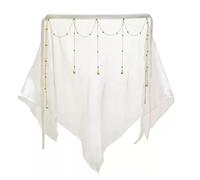 Women's Sheer Face Veil with Beaded Chains Belly Dancing Veil Mask Chinese Hanfu Costume Accessory, White, One Size