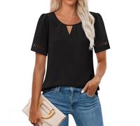 Women's Sheer Lace Blouse with Pleated Round Neck, Solid | Color Chiffon for top, Textured Vertical Stripe, Lightweight Breathable Shirt for Summer