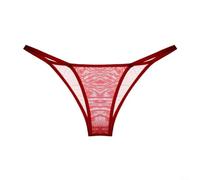 Women's Sheer Lace Thong Panties Ultra-Thin Mesh G-String Low-Rise T-Back Lingerie See Through Underwear For Daily Wear And Romantic Nights Elegant(L Red Mesh)