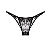 Women's Sheer Lace Thong Panties Ultra-Thin Mesh G-String Low-Rise T-Back Lingerie See Through Underwear For Daily Wear And Romantic Nights Elegant(L Black Lace)