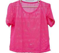 Women's Sheer Mesh Long Sleeve,Top Casual See-Through Blouse Solid Color Pullover Shirt,For Spring Summer Party Street Fashion(S red)