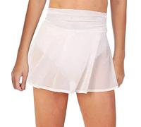 Women's Sheer Mesh Mini Skirts See-Through High Waist Solid Skater Beach Cover-ups Without Briefs High-Waisted Black Skirt with Mesh Panel & Side Slit - Stretchy Summer Skirt