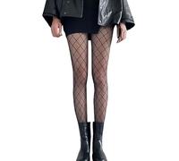 Women's Sheer Mesh Patterned Tights High Waist Footed Pantyhose Stockings Flame Fishnet Tights (Black, One Size)
