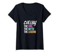 Womens Shelby The Girl The Myth The Legend Funny Name V-Neck T-Shirt