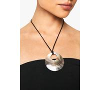 Womens Shell Detail Ring Rope Necklace - Black - One Size, Black