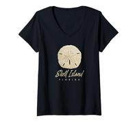 Womens Shell Island Florida Shelling Gift Souvenir Sand Dollar V-Neck T-Shirt