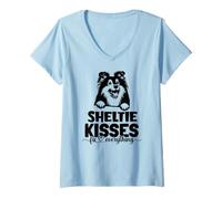 Women's Sheltie Kisses fix Everything V-Neck T-Shirt