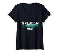 Womens Shenandoah National Park Virginia Mountains Silhouette V-Neck T-Shirt