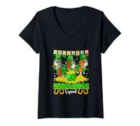 Women's Shenanigan Squad Three Cute Guinea Pigs Patrick's Day Coin V-Neck T-Shirt