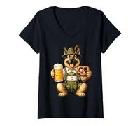 Women's Shepherd Bavarian Beer Master - Funny Oktoberfest Dog V-Neck T-Shirt