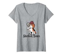 Womens Sherlock Bones V-Neck T-Shirt