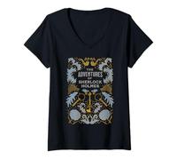 Womens Sherlock Holmes Characters Bookish Mystery Lover Librarian V-Neck T-Shirt