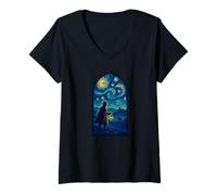 Women's Sherlock Holmes Starry Night British Detective Artwork V-Neck T-Shirt