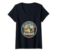 Women's Shetland Sheepdog Dad Like A Regular Dad But Cooler V-Neck T-Shirt