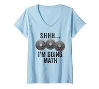 Womens Shhh I'm Doing Math Weights Gym Funny Workout V-Neck T-Shirt